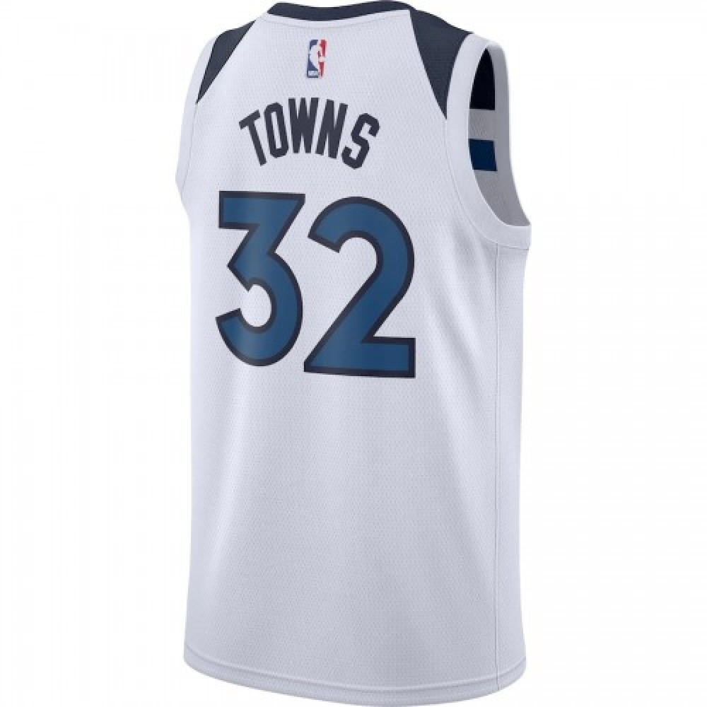 Men's Minnesota Timberwolves Karl-Anthony Towns #32 White Swingman Jersey Association - back view