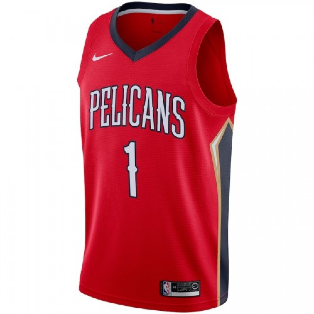 Men's New Orleans Pelicans Zion Williamson #1 Red 19/20 Swingman Jersey - second front view