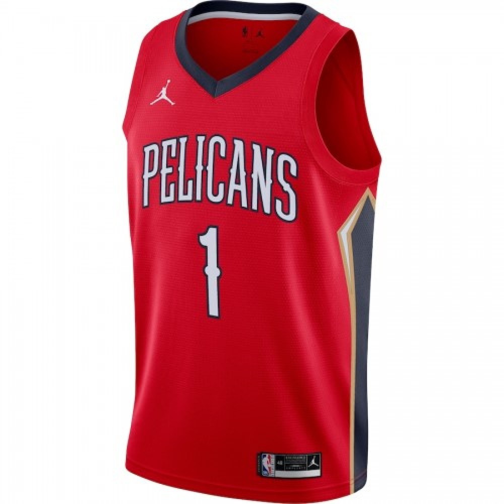 Men's New Orleans Pelicans Zion Williamson #1 Red 20/21 Jersey-Statement Edition - second front view
