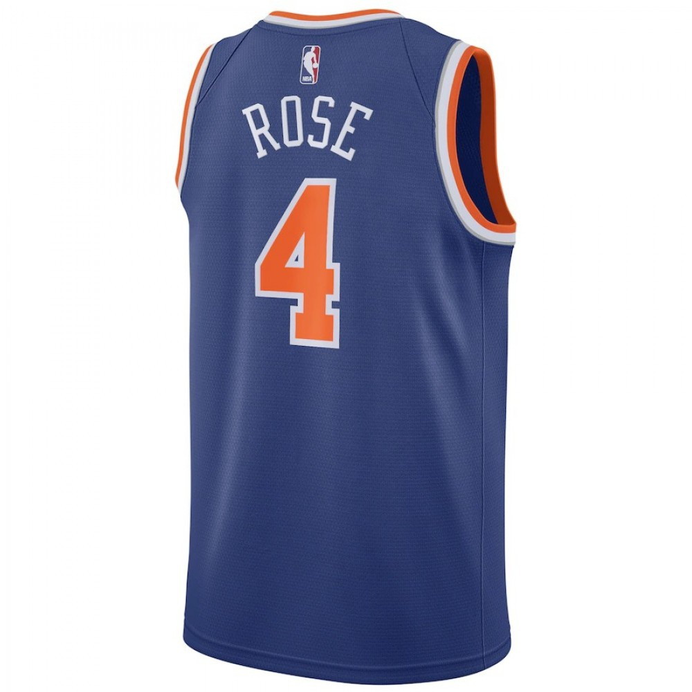 Men's New York Knicks Derrick Rose #4 Blue 2020/21 Swingman Jersey Icon Edition - back view