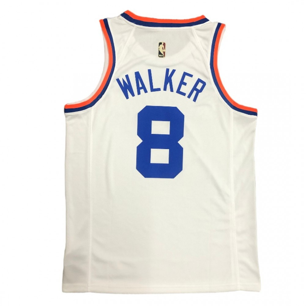 Men's New York Knicks Kemba Walker #8 White 2021/22 Swingman Jersey Classic Edition - back view