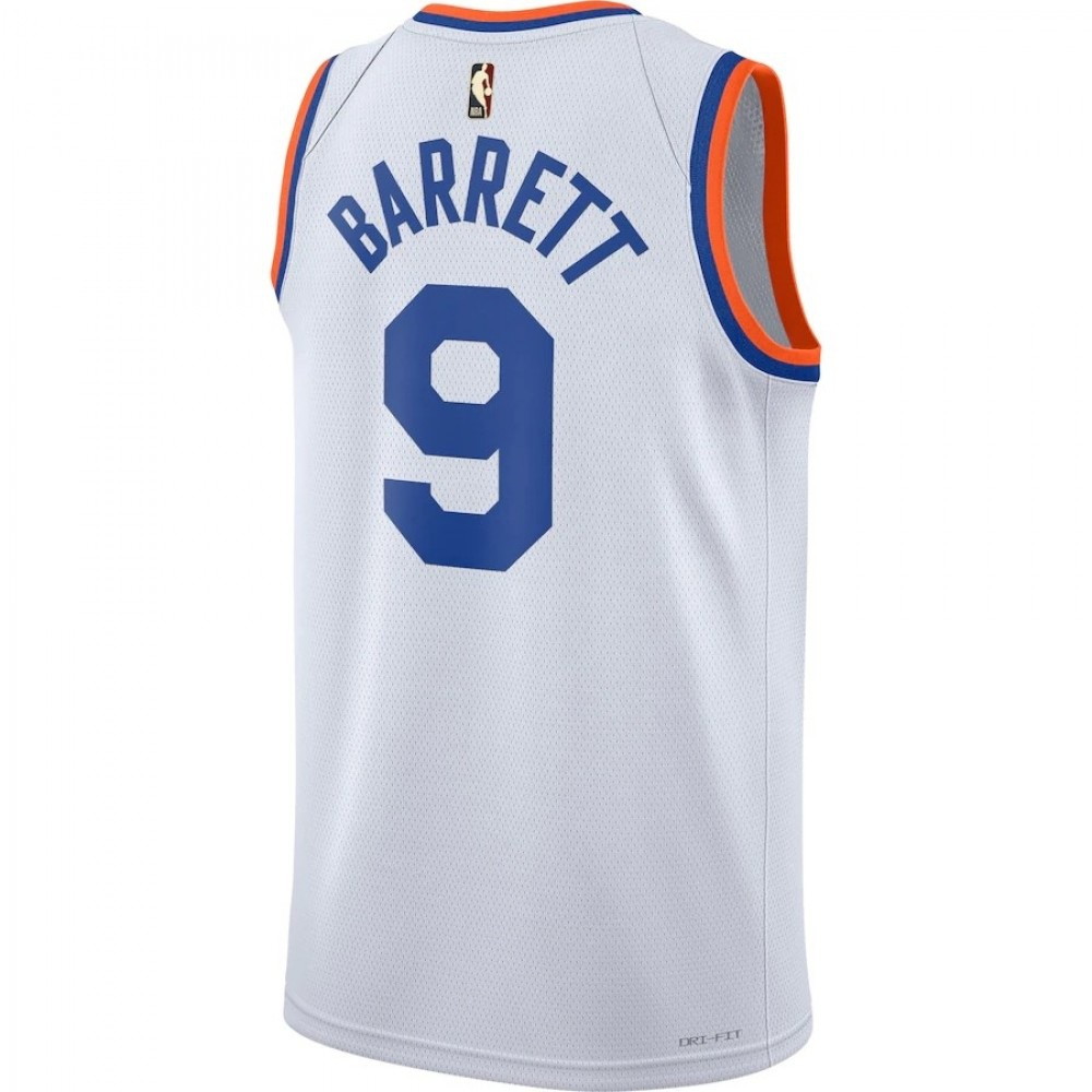 Men's New York Knicks RJ Barrett #9 White 2021/22 Swingman Jersey Classic Edition - back view
