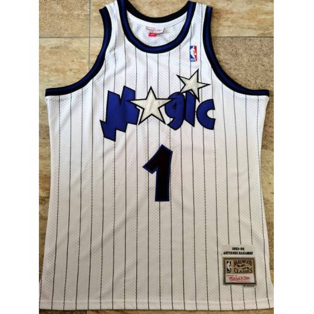 Men's Orlando Magic Anfernee Hardaway #1 Throwback White 93-94 Hardwood Classics Jersey - back view