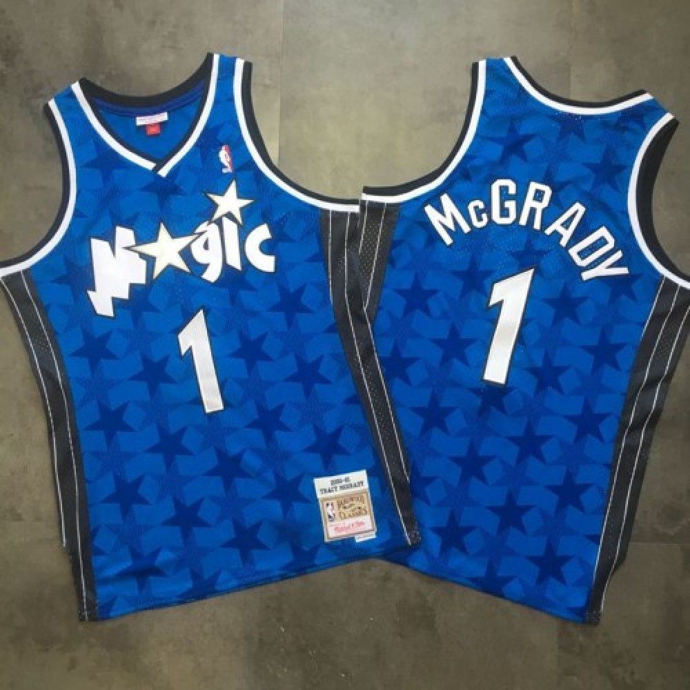 Men's Orlando Magic Tracy McGrady #1 Throwback Blue 00-01 Hardwood Classics Jersey - back view