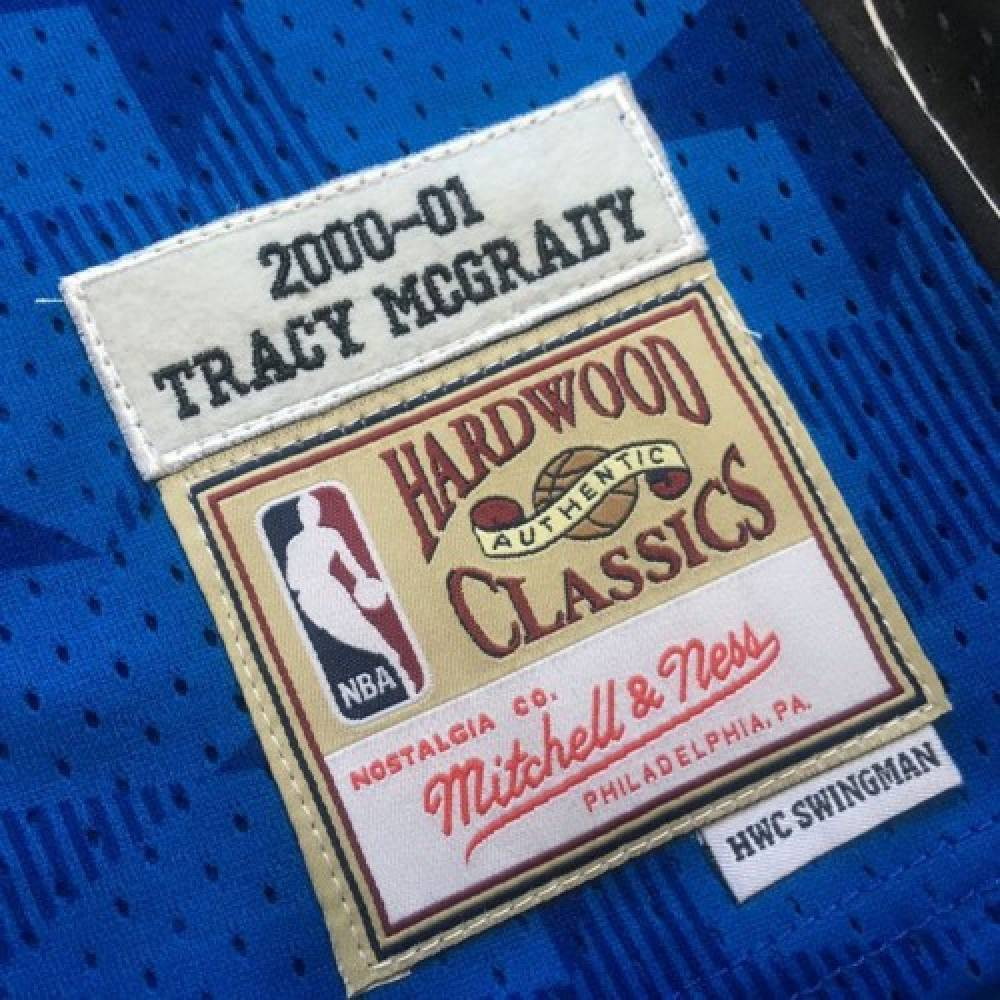 Men's Orlando Magic Tracy McGrady #1 Throwback Blue 00-01 Hardwood Classics - close-up detail 1