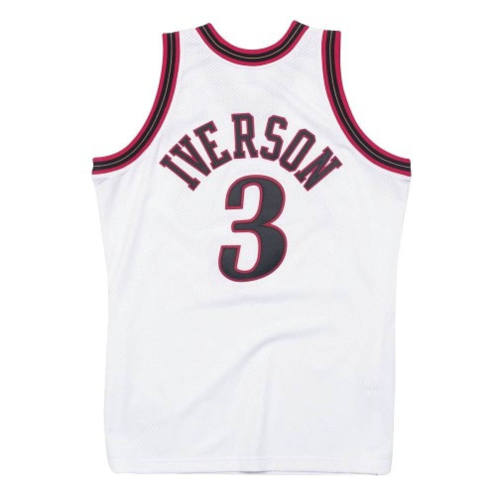 Men's Philadelphia 76ers Allen Iverson #3 Throwback White 1997-98 Hardwood - second front view