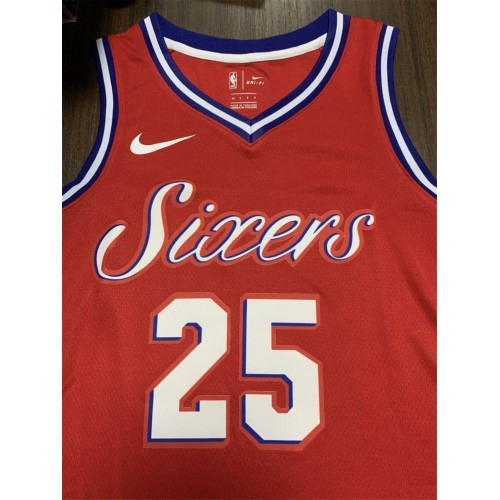 Men's Philadelphia 76ers Ben Simmons #25 Red Swingman Jersey Statement Edition - back view