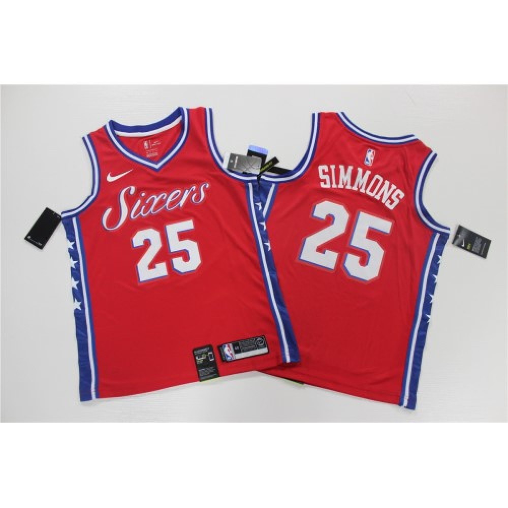 Men's Philadelphia 76ers Ben Simmons #25 Red Swingman Jersey Statement Edition - second front view