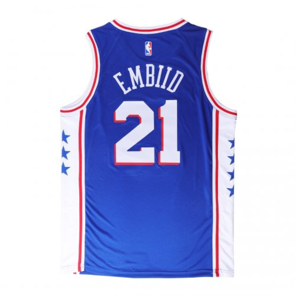 Men's Philadelphia 76ers Joel Embiid #21 Bule Swingman Jersey Icon Edition - back view