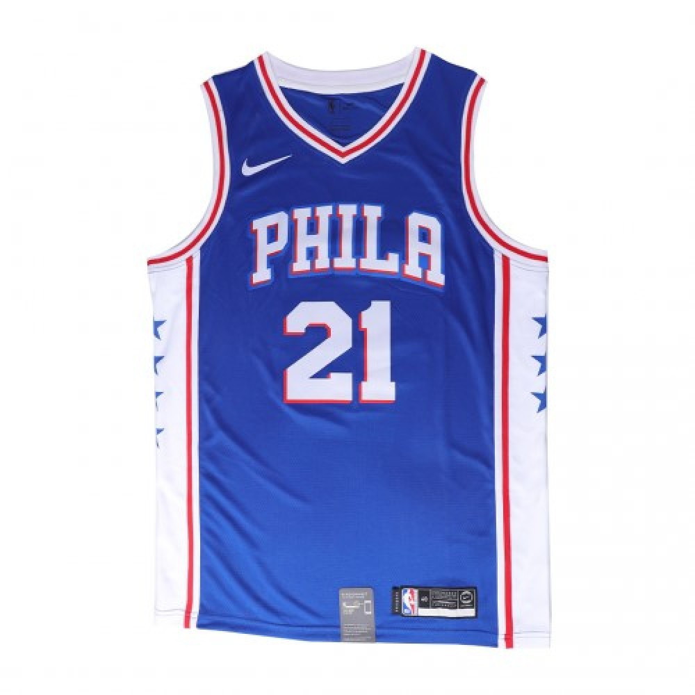 Men's Philadelphia 76ers Joel Embiid #21 Bule Swingman Jersey Icon Edition - second front view