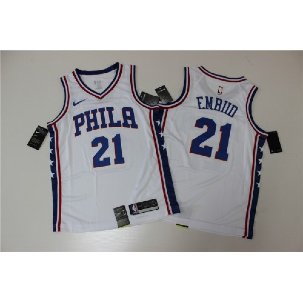 Men's Philadelphia 76ers Joel Embiid #21 White Swingman Jersey Association - second front view