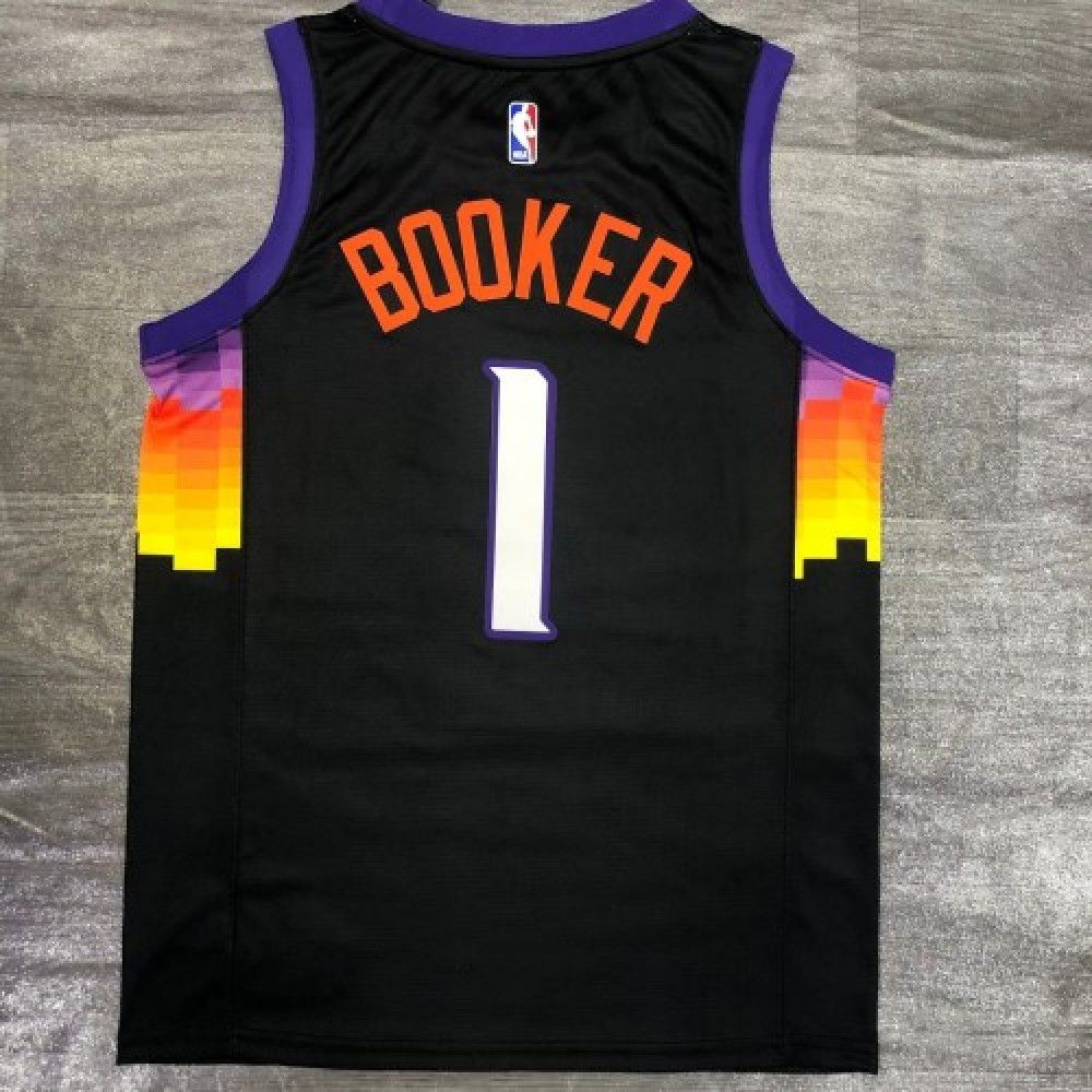 Men's Phoenix Suns Devin Booker #1 Black 2021 Swingman Jersey City Edition - back view