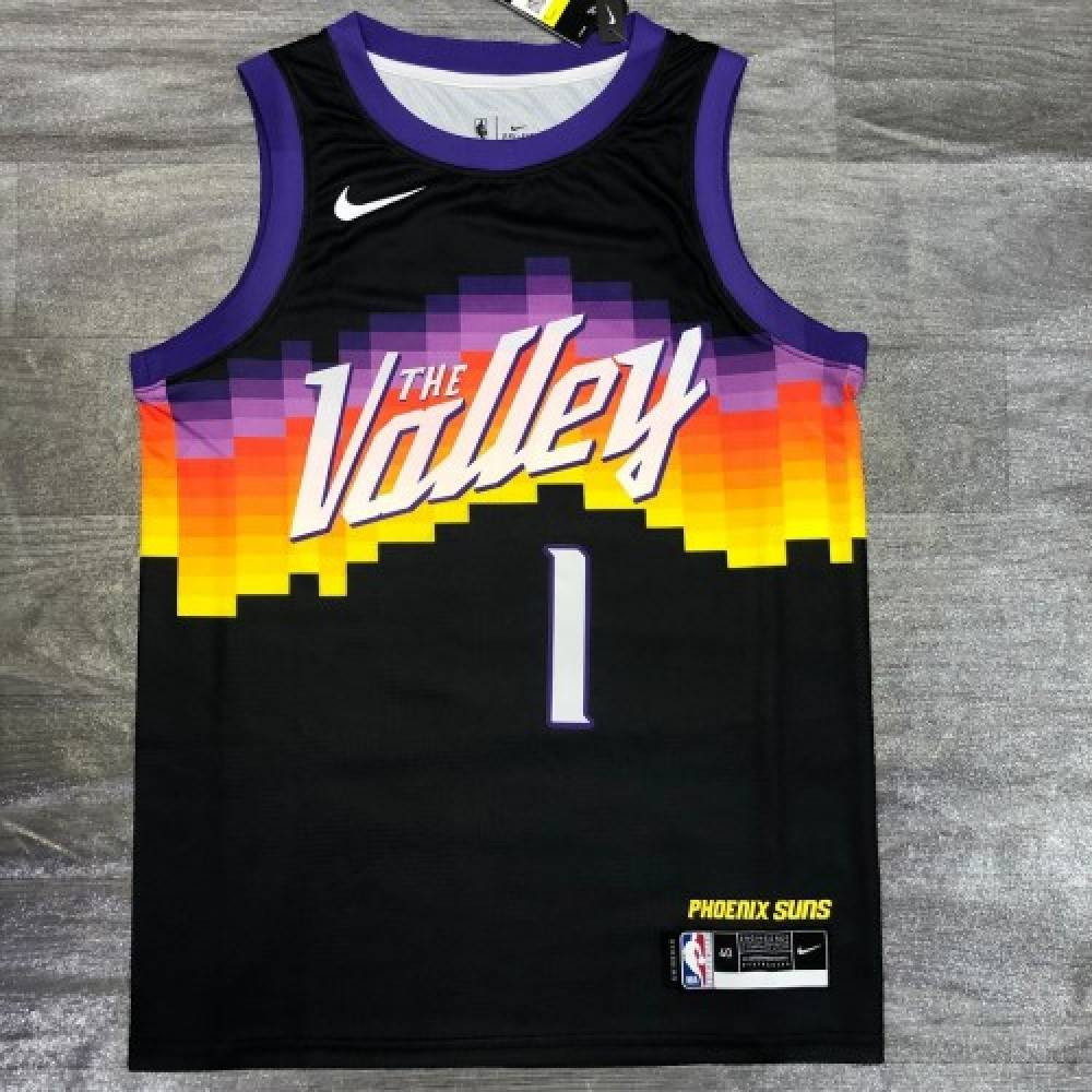 Men's Phoenix Suns Devin Booker #1 Black 2021 Swingman Jersey City Edition - second front view
