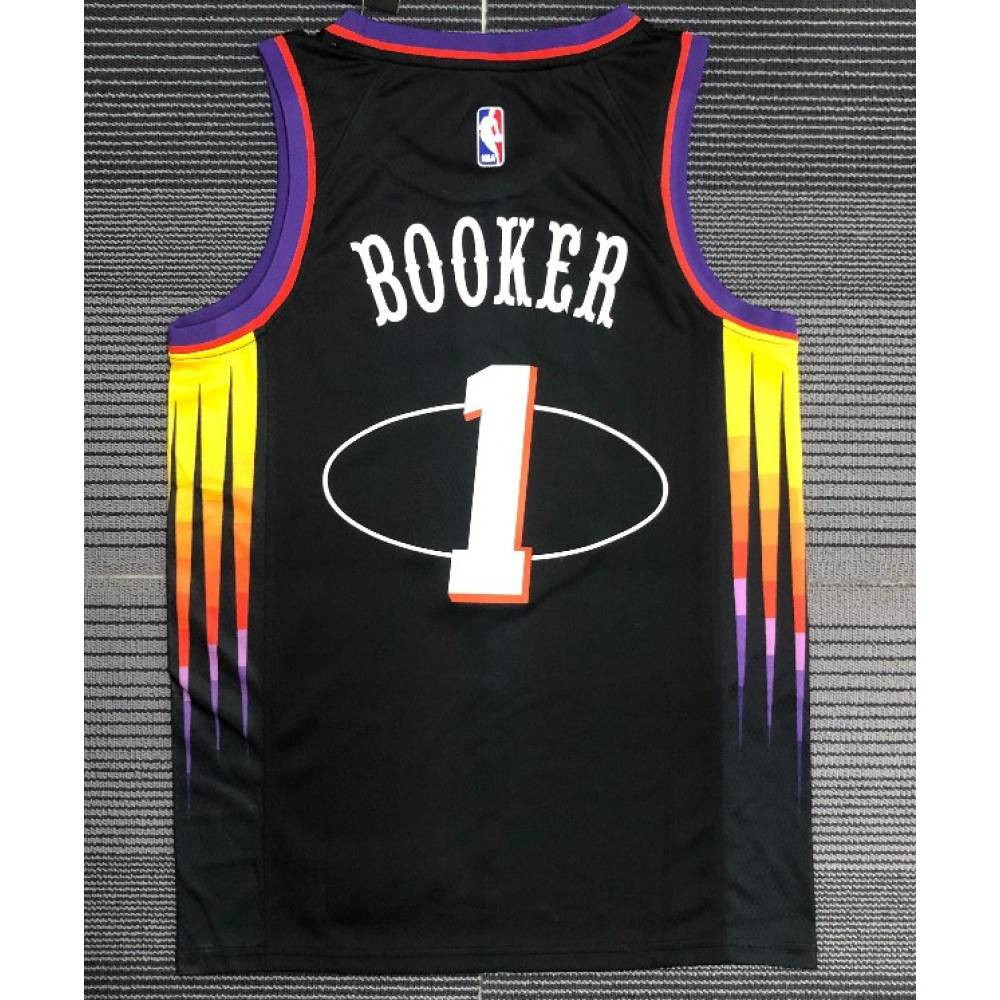 Men's Phoenix Suns Devin Booker #1 Black 2021/22 Swingman NBA Jersey-Mixtape Edition - back view