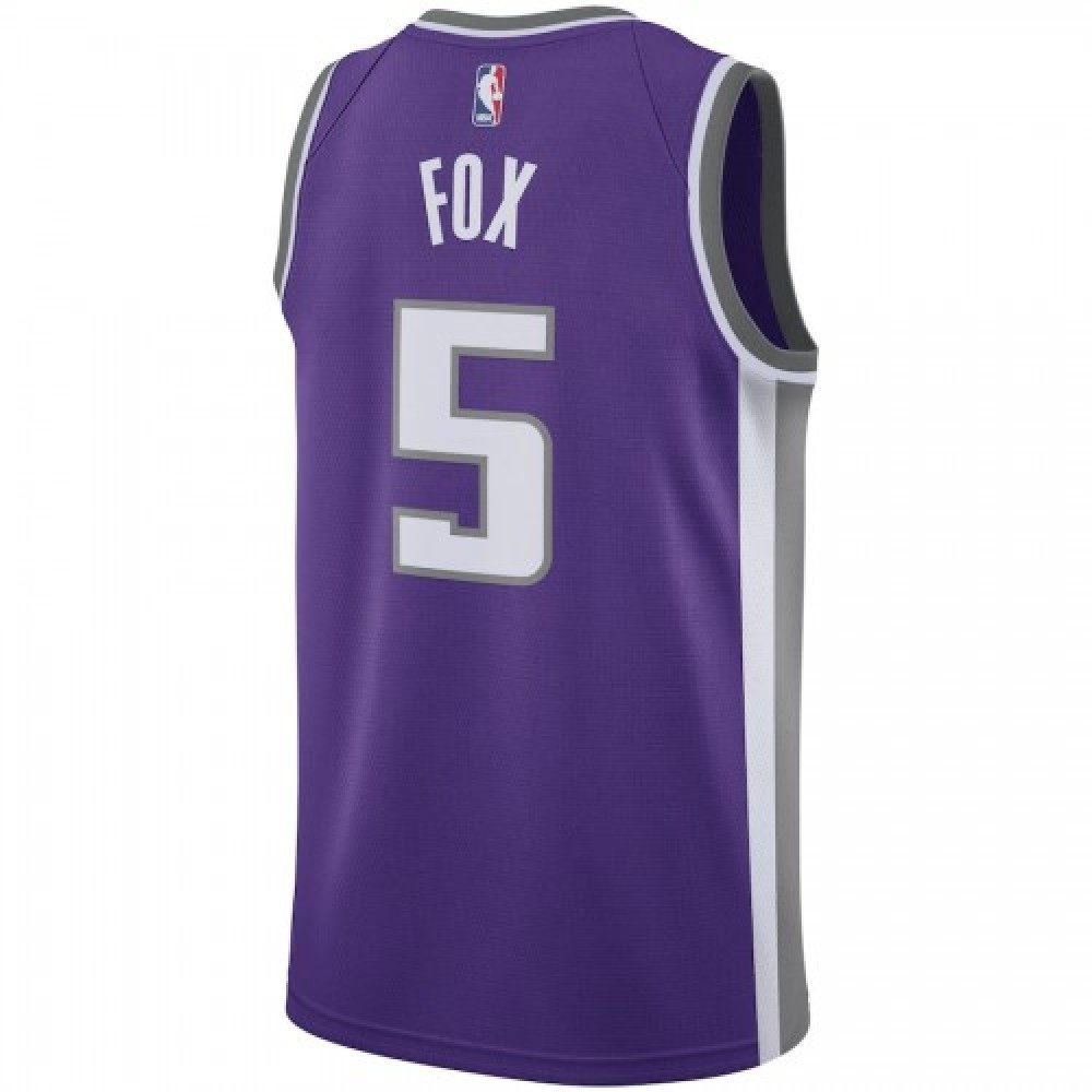 Men's Sacramento Kings De'Aaron Fox #5 Purple Swingman Jersey Icon Edition - back view