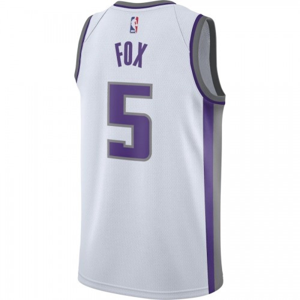 Men's Sacramento Kings De'Aaron Fox #5 White Swingman Jersey Association Edition - back view