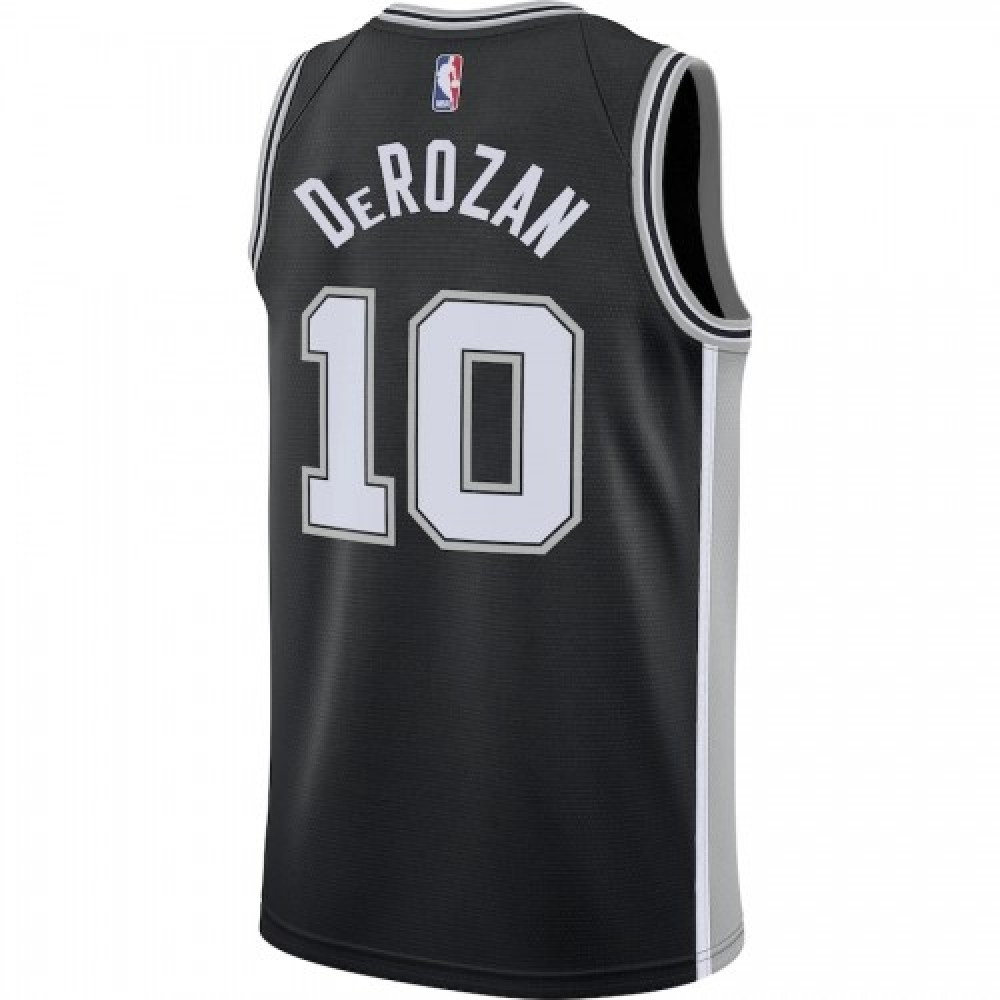 Men's San Antonio Spurs DeMar DeRozan #10 Black Swingman Jersey Icon Edition - back view