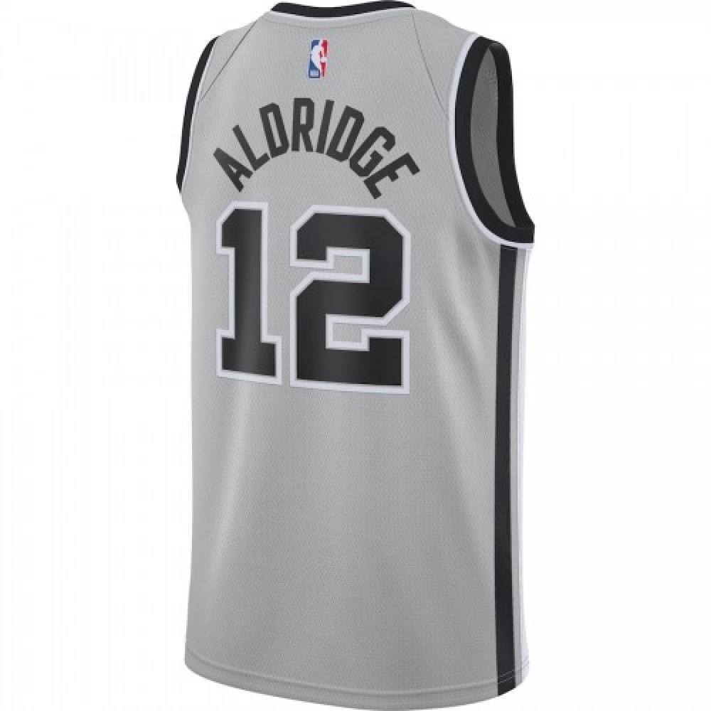 Men's San Antonio Spurs LaMarcus Aldridge #12 Silver 20/21 Swingman Jersey- Statement - back view