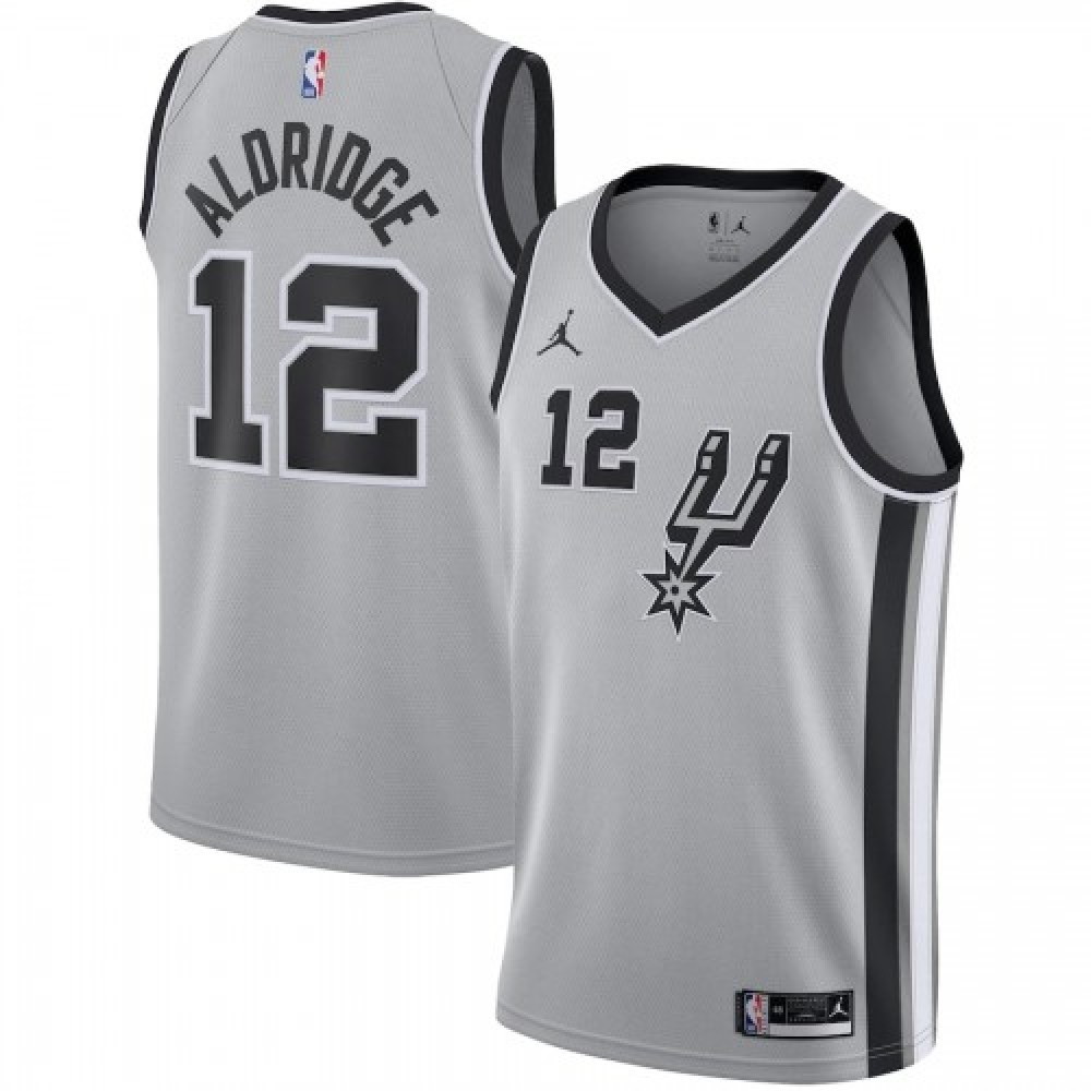 Men's San Antonio Spurs LaMarcus Aldridge #12 Silver 20/21 Swingman Jersey- Statement - front view