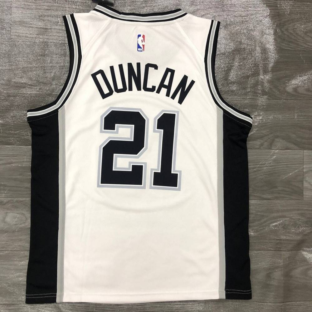 Men's San Antonio Spurs Tim Duncan #21 White 2020/21 Swingman Jersey Association Edition - back view