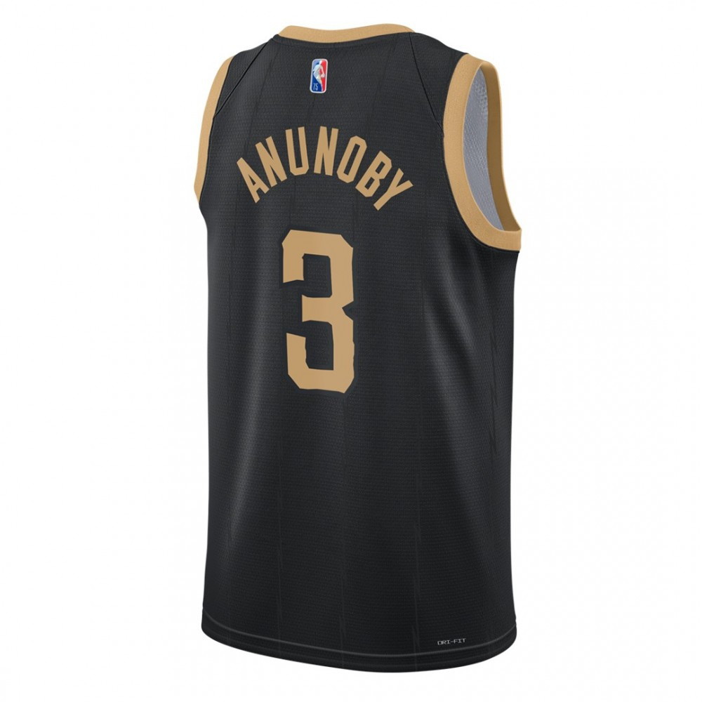 Men's Toronto Raptors OG Anunoby #3 Black 2021 Swingman Jersey City Edition - back view