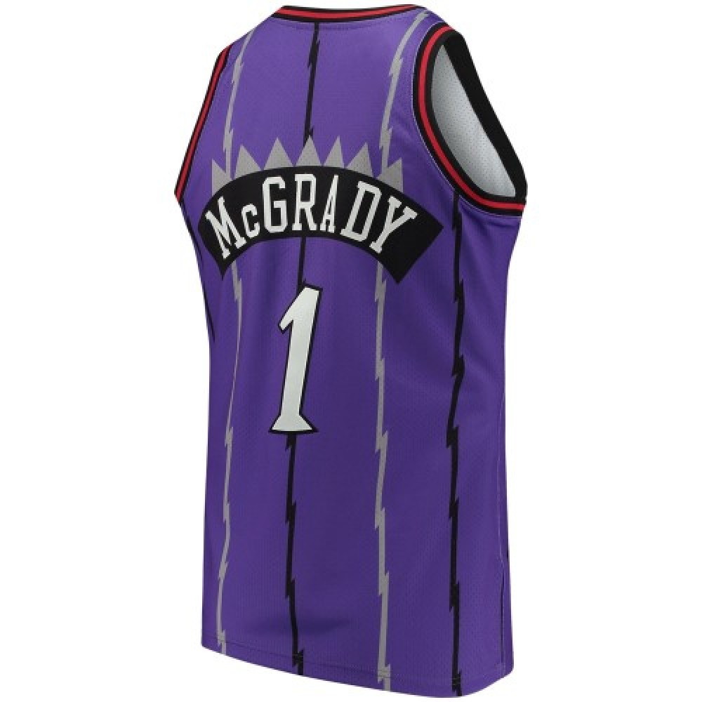 Men's Toronto Raptors Tracy McGrady #1 Throwback Purple 98-99 Hardwood Classics Jersey - back view