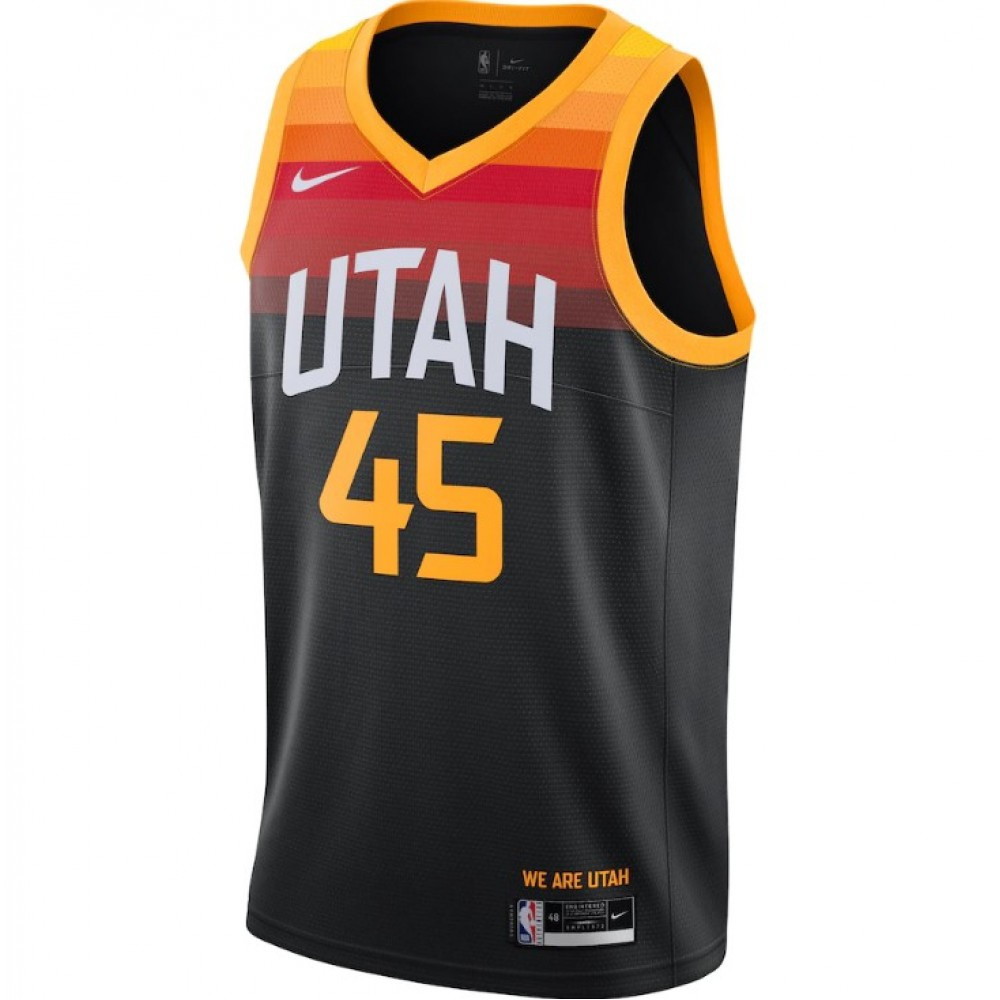 Men's Utah Jazz Donovan Mitchell #45 Black Fan Version Swingman Jersey City - second front view