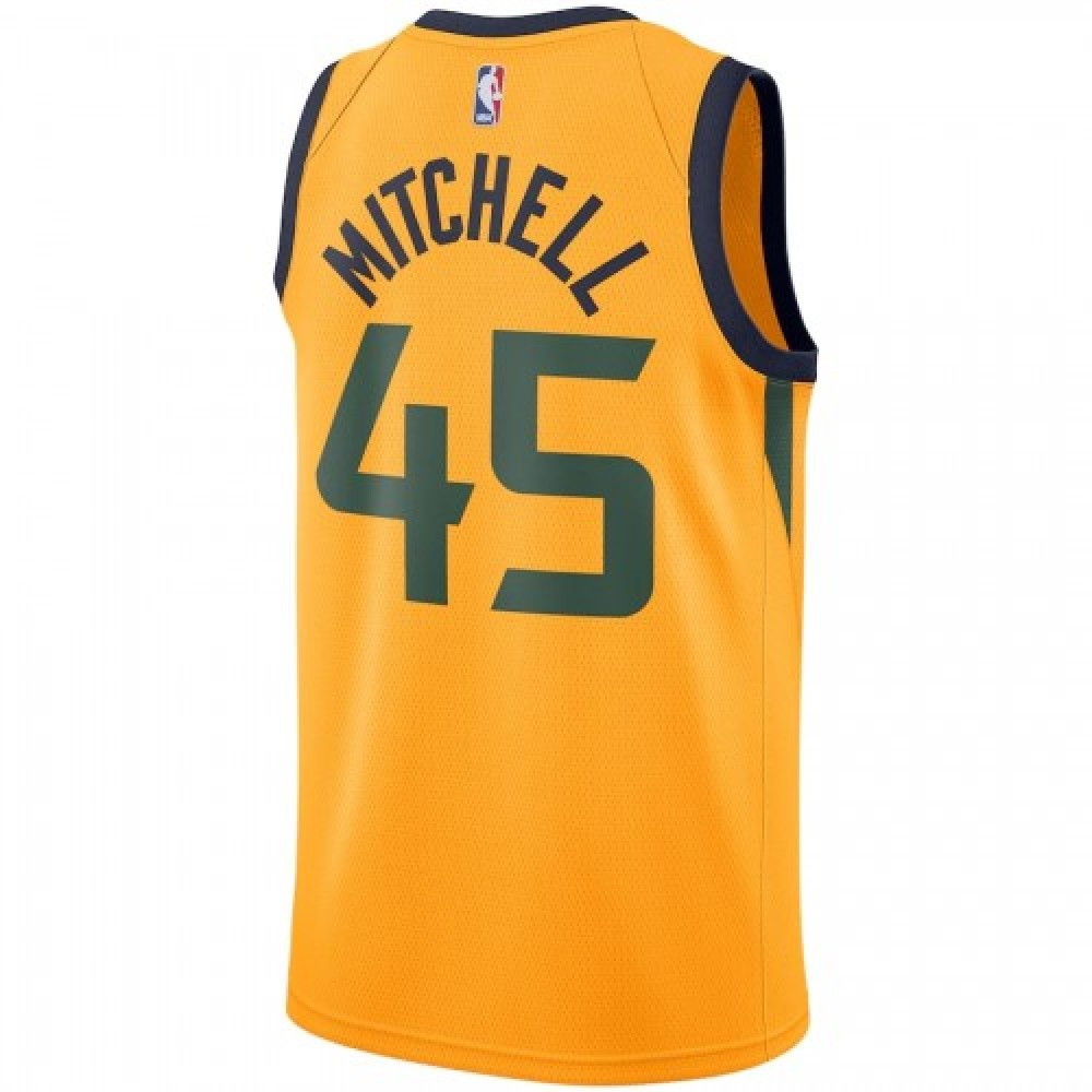 Men's Utah Jazz Donovan Mitchell #45 Gold Swingman Jersey Statement Edition - back view