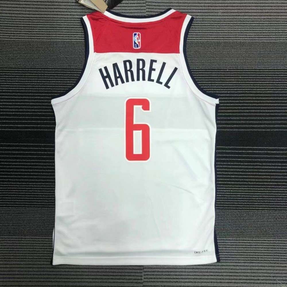 Men's Washington Wizards Harrell #6 White 21/22 Swingman NBA Jersey Association Edition - back view
