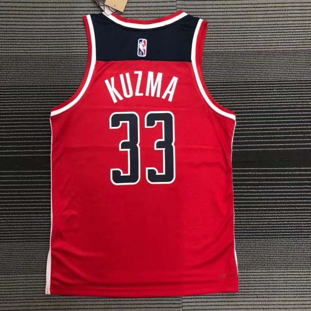 Men's Washington Wizards Kyle Kuzma #33 Red 2021/22 Swingman NBA Jersey Icon Edition - back view