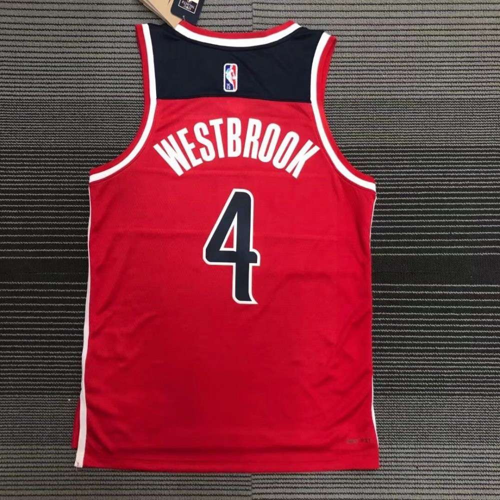 Men's Washington Wizards Russell Westbrook #4 Red 2021/22 Swingman NBA Jersey Icon - back view
