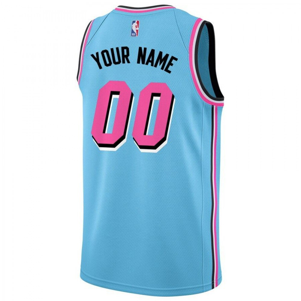 Miami Heat Youth 2019/20 Swingman Custom Jersey Blue – City Edition - back view