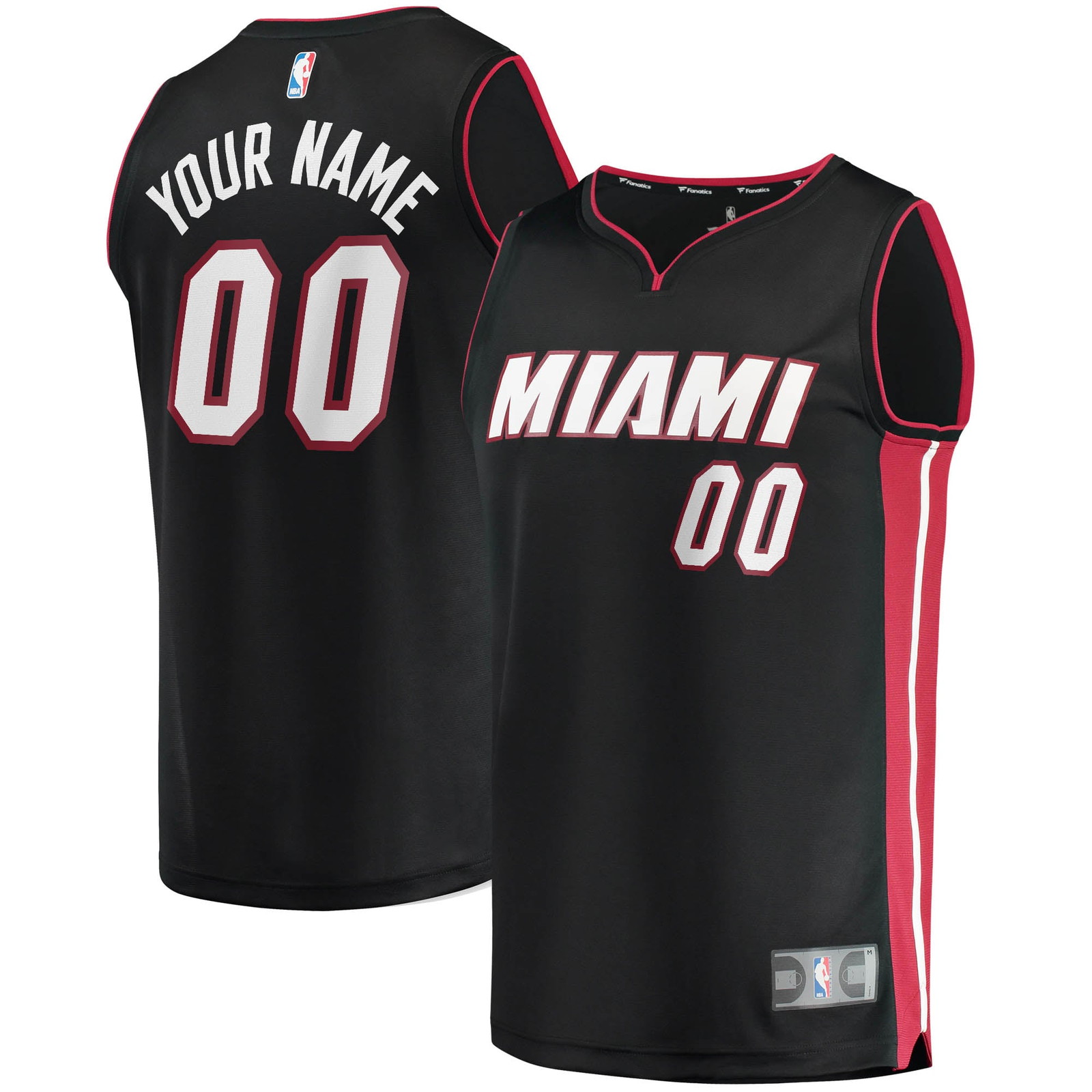 Miami Heat Fast Break Custom Fan Version Jersey Black Icon Edition - front and back view