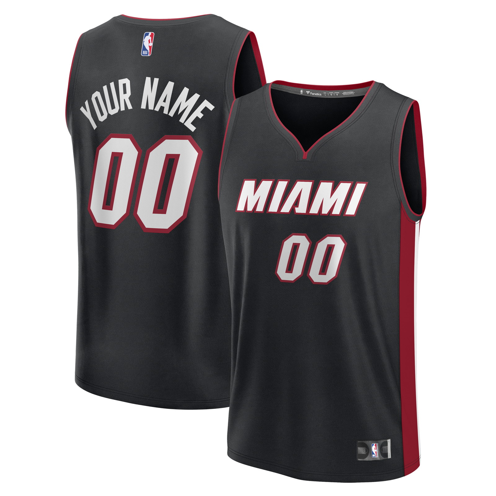 Miami Heat Fast Break Custom Jersey Icon Edition Black - front and back view