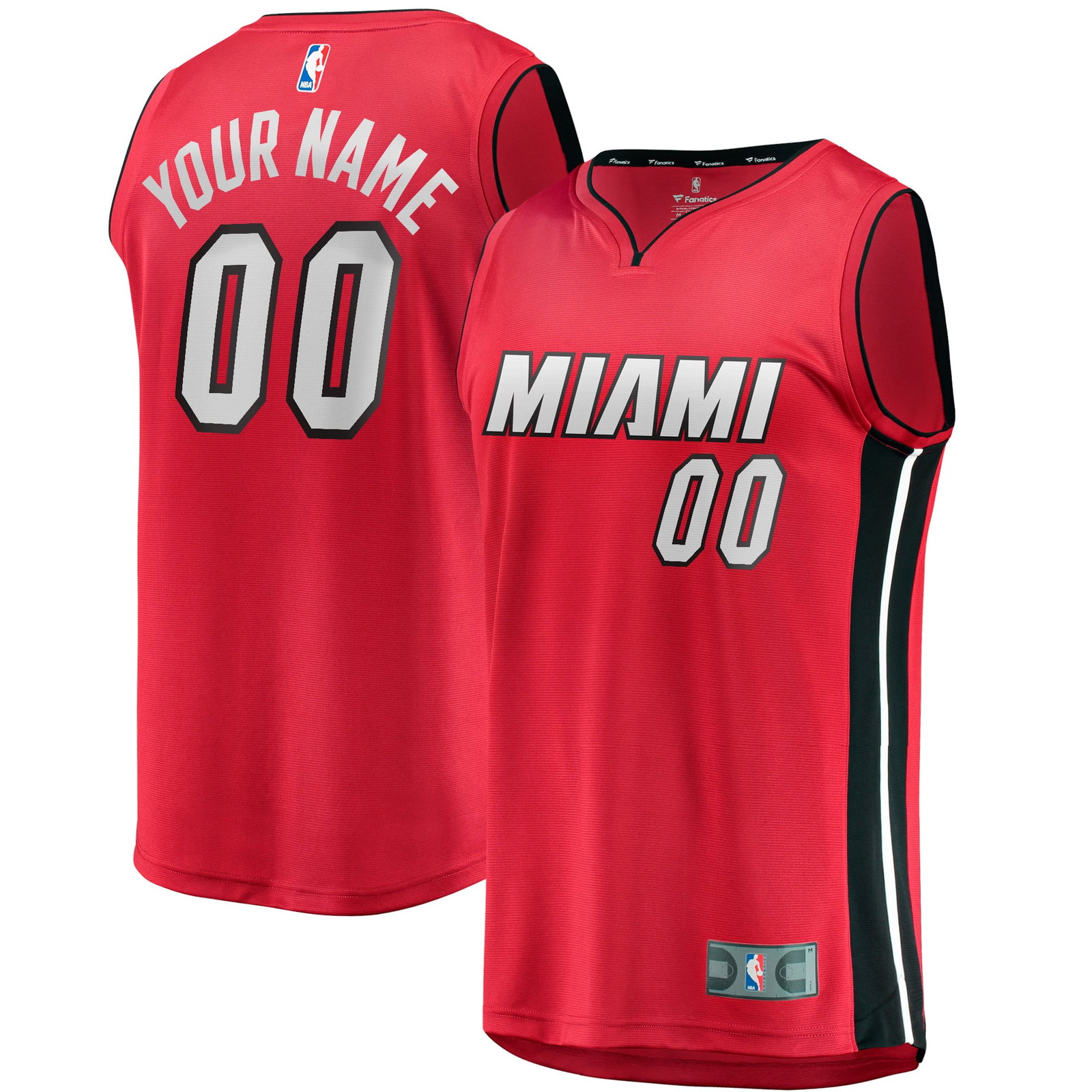 Miami Heat Fast Break Custom Jersey Red Statement Edition - front and back view