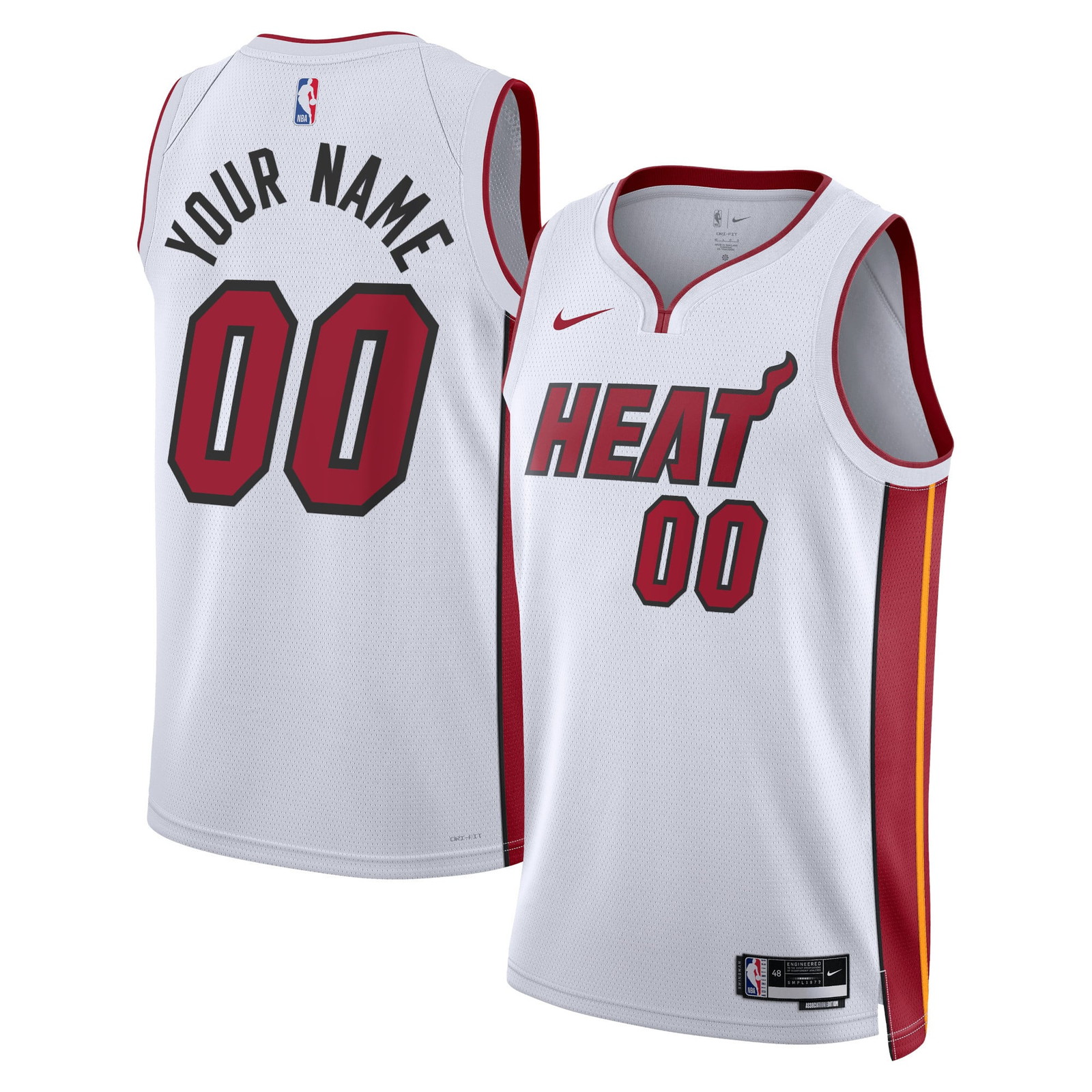Miami Heat Unisex Swingman Custom Jersey White Association Edition - front and back view