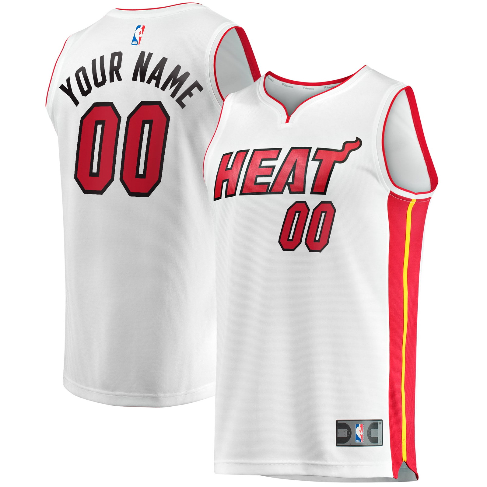 Miami Heat Youth Fast Break Custom Fan Version Jersey White Association - front and back view