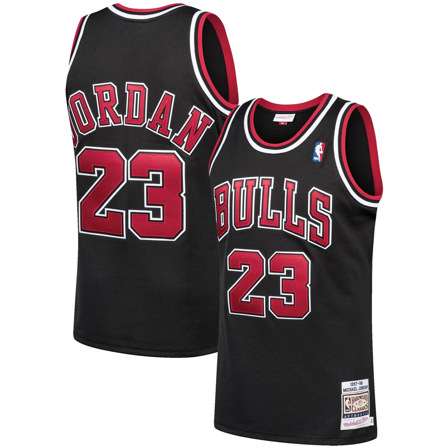 Michael Jordan Chicago Bulls 1997/98 Hardwood Classics Pro Cut Jersey Black - front and back view