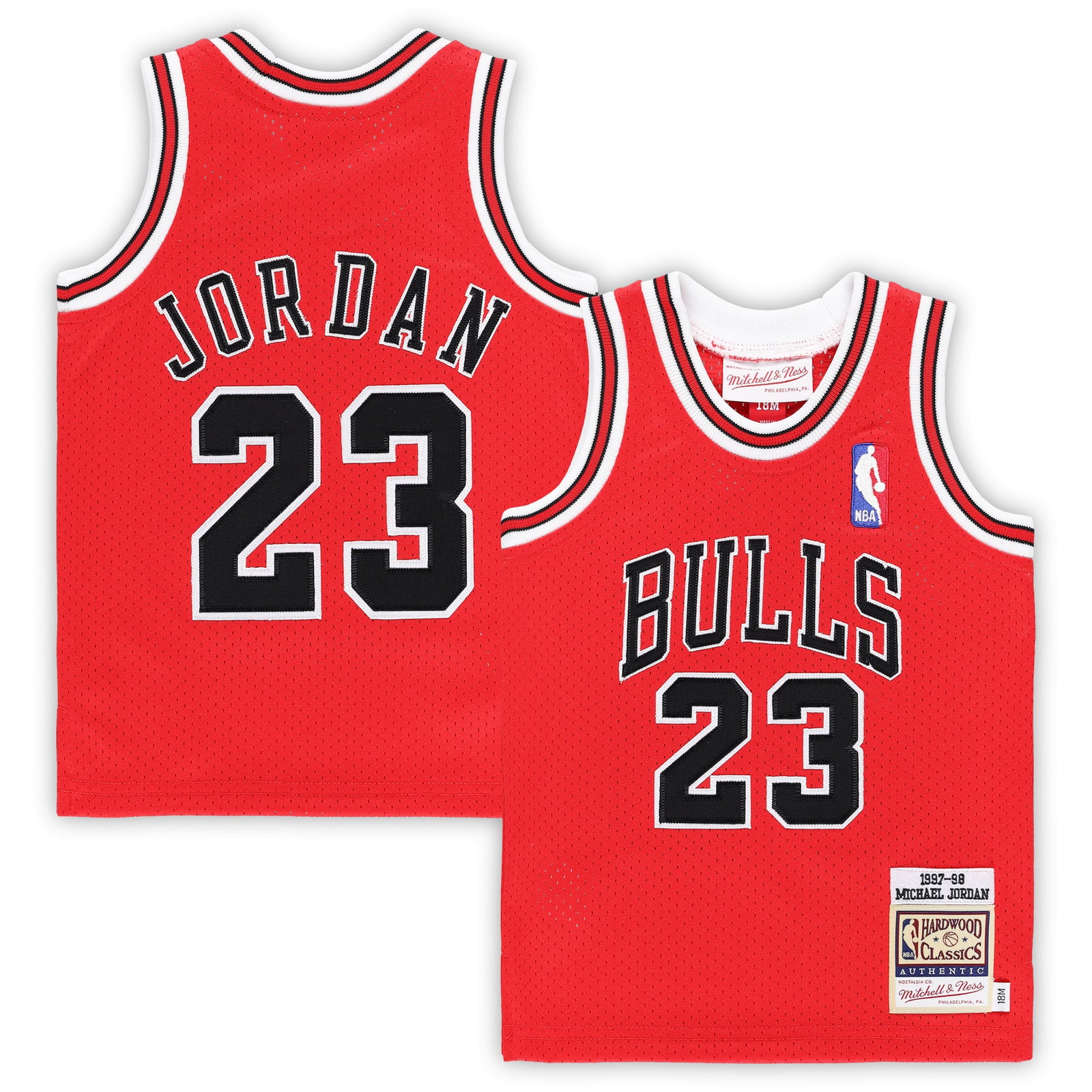 Michael Jordan Chicago Bulls Infant 1985/86 Hardwood Classics Pro Cut Jersey - front and back view