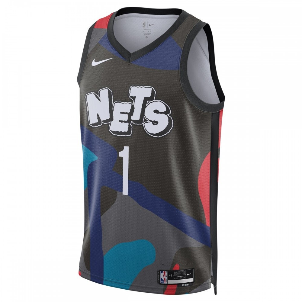 Mikal Bridges Brooklyn Nets Unisex 2023/24 Swingman Jersey Black City Edition - second front view