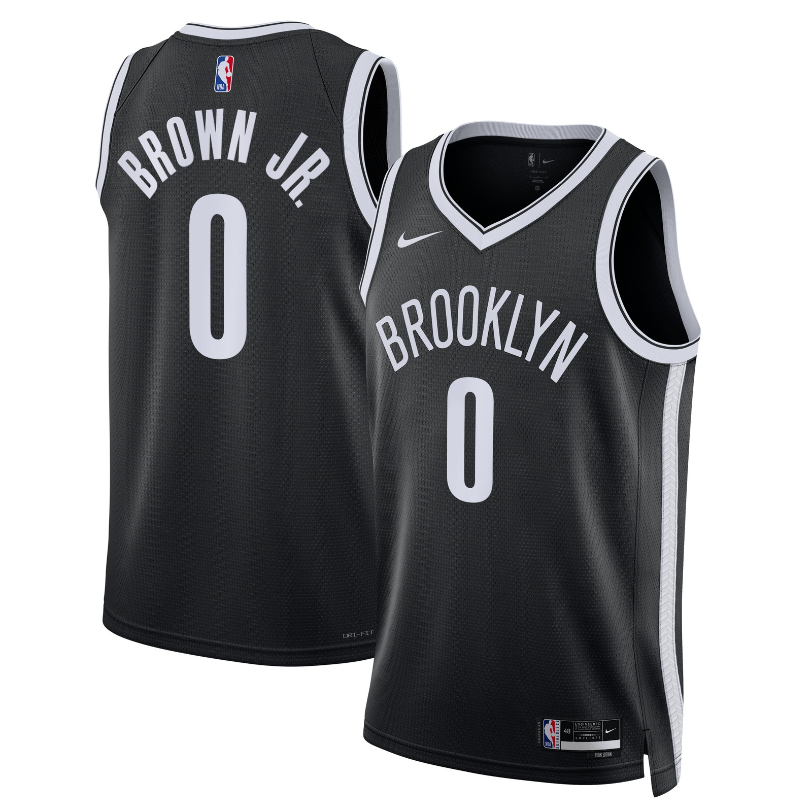 Mikel Brown Jr. Brooklyn Nets Youth Swingman Jersey Black Icon Edition - front and back view
