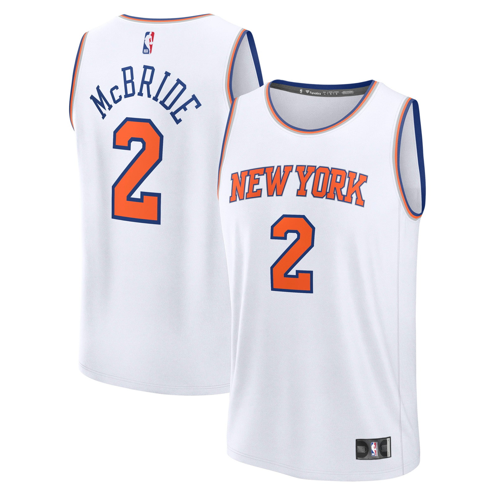 Miles McBride New York Knicks Fast Break Fan Version Player Jersey - front and back view