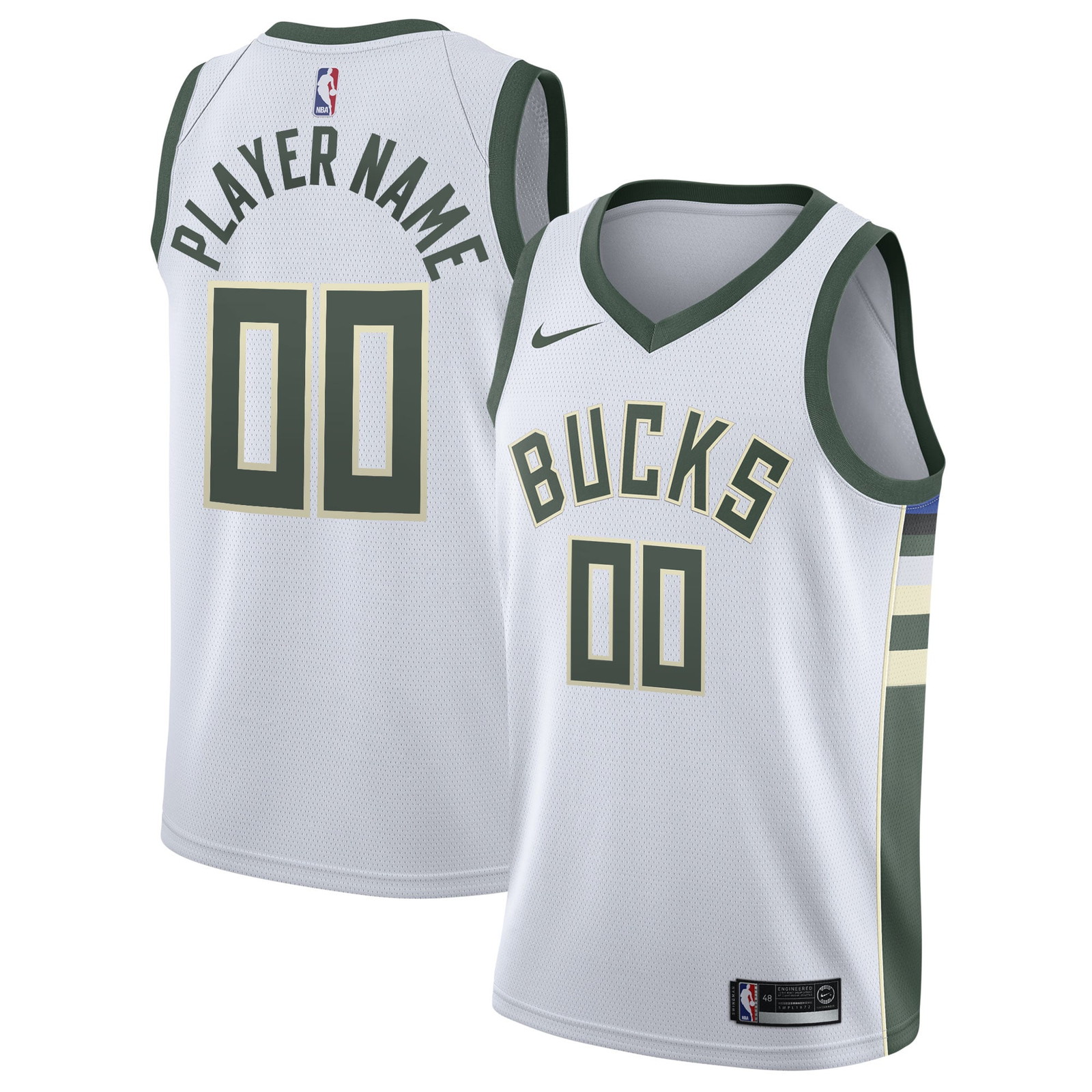 Milwaukee Bucks 2020/21 Swingman Custom Jersey Association Edition White - front and back view