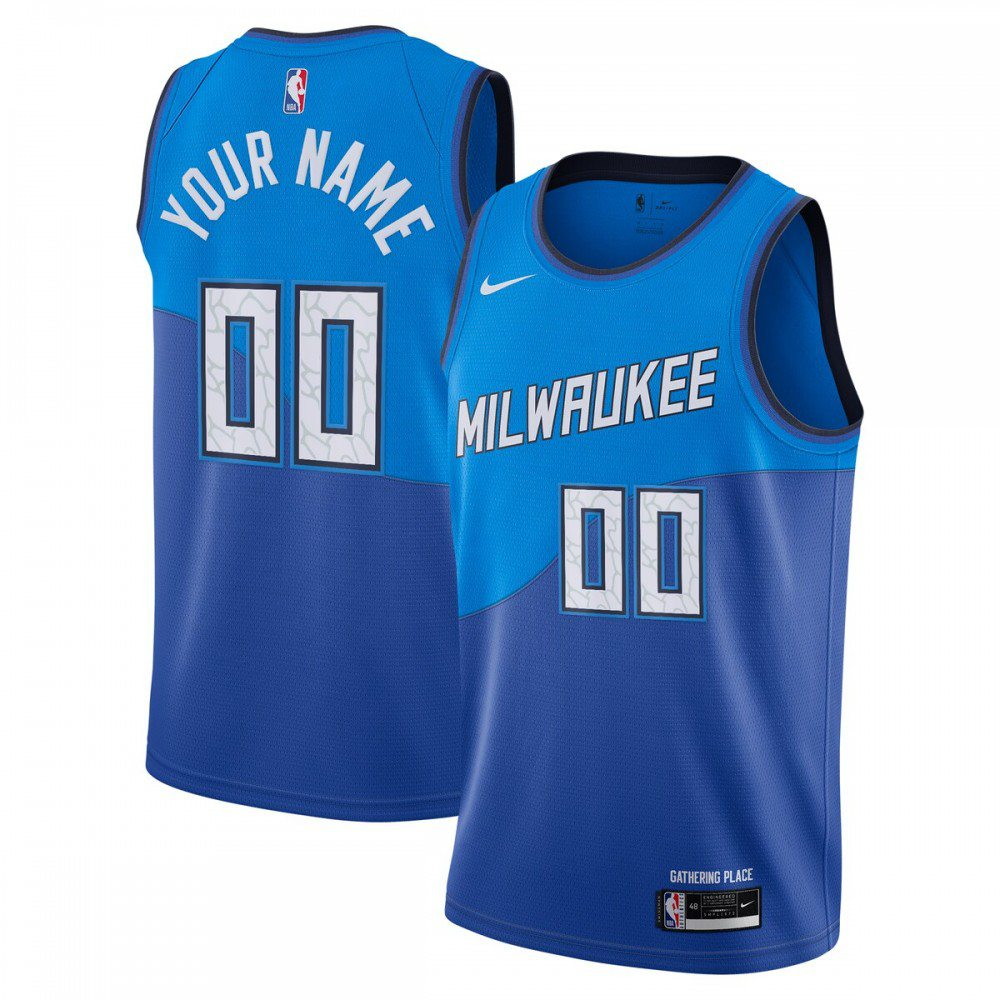 Milwaukee Bucks 2020/21 Swingman Custom Jersey Blue City Edition - front view