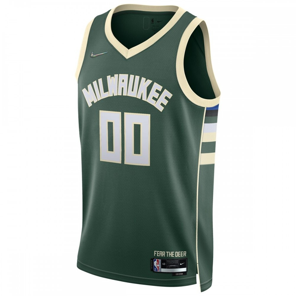 Milwaukee Bucks 2021/22 Diamond Swingman Custom Jersey Icon Edition Hunter Green - second front view