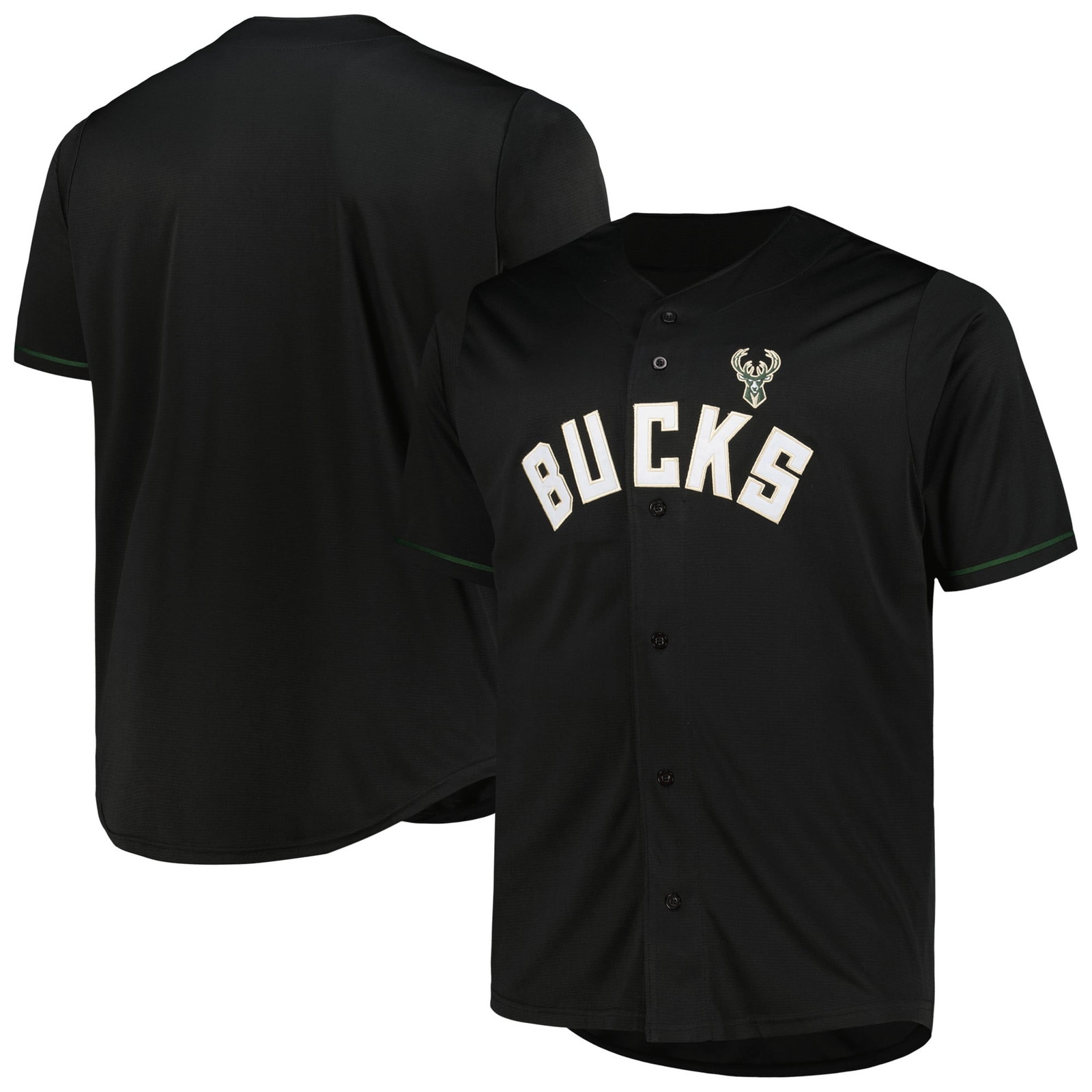 Milwaukee Bucks Big & Tall Pop Jersey Black - front and back view