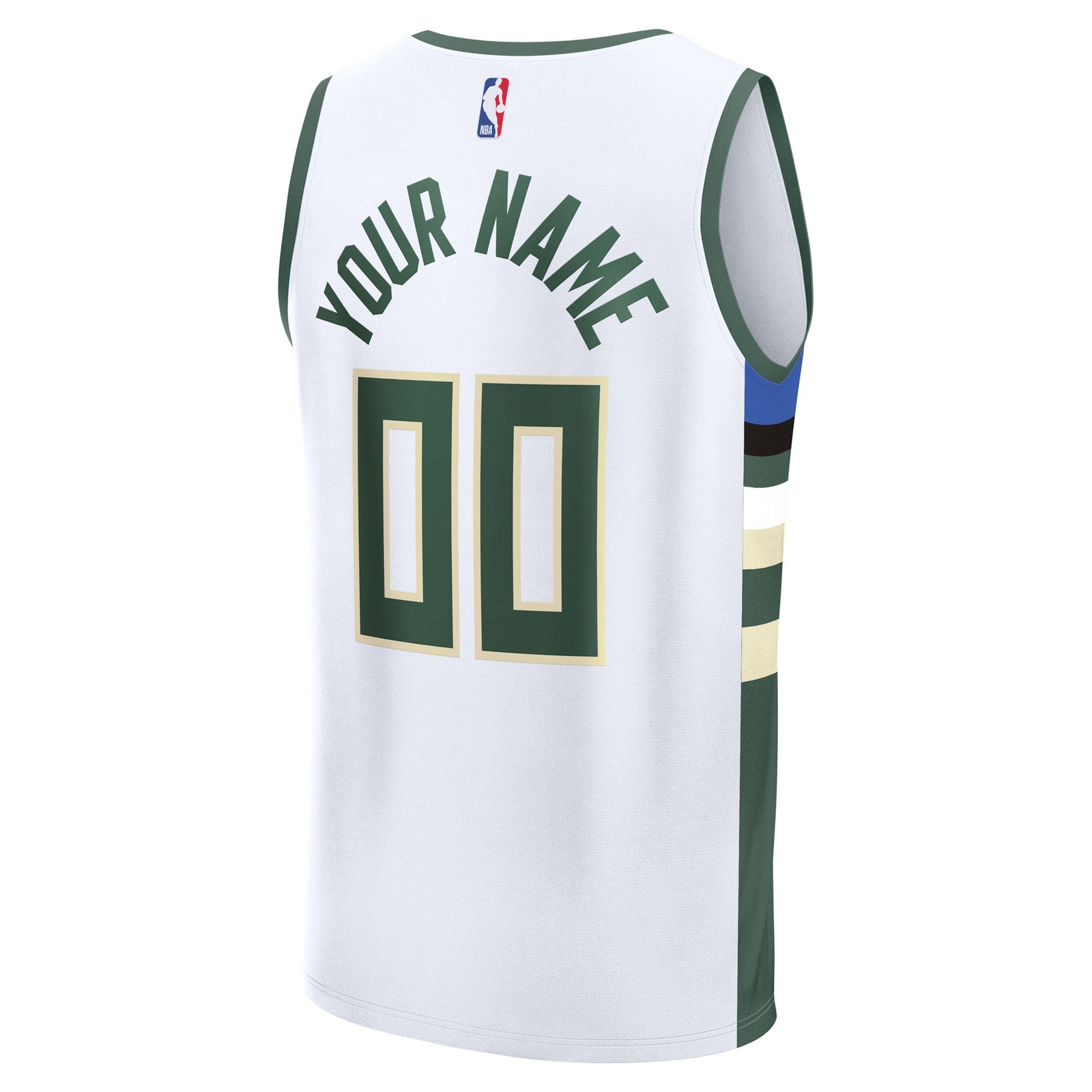 Milwaukee Bucks Fast Break Custom Jersey Association Edition White - back view
