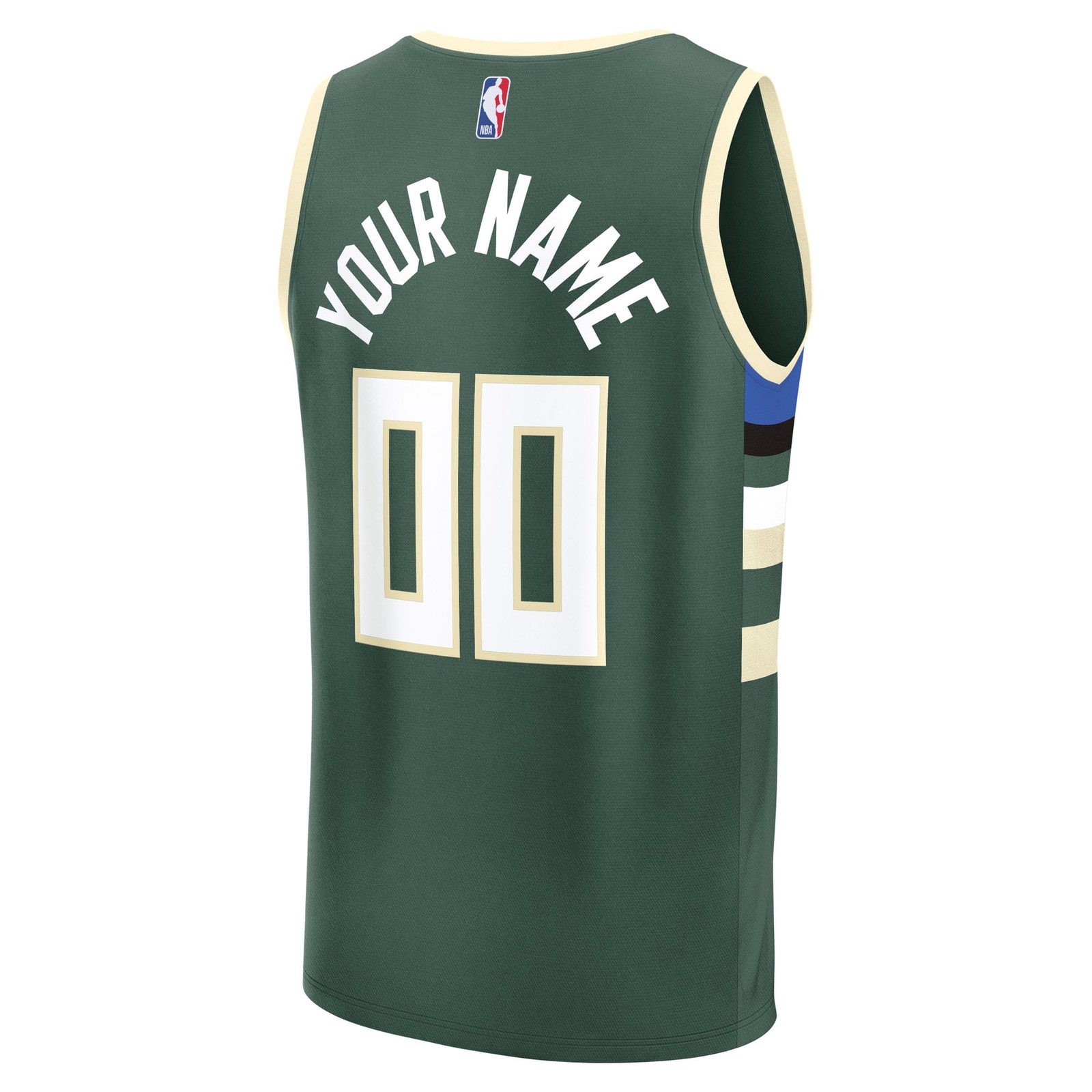 Milwaukee Bucks Fast Break Custom Jersey Icon Edition Green - back view