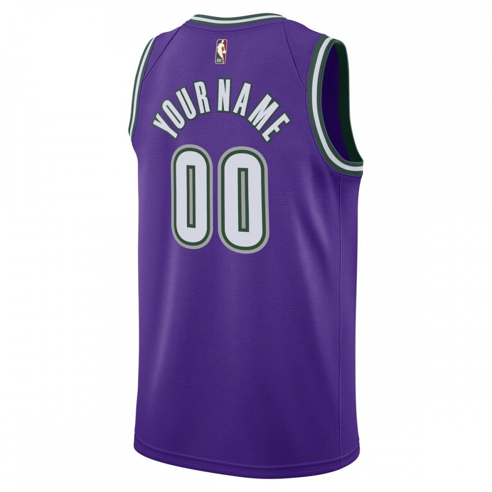 Milwaukee Bucks Unisex 2022/23 Custom Swingman Jersey Classic Edition Purple - back view