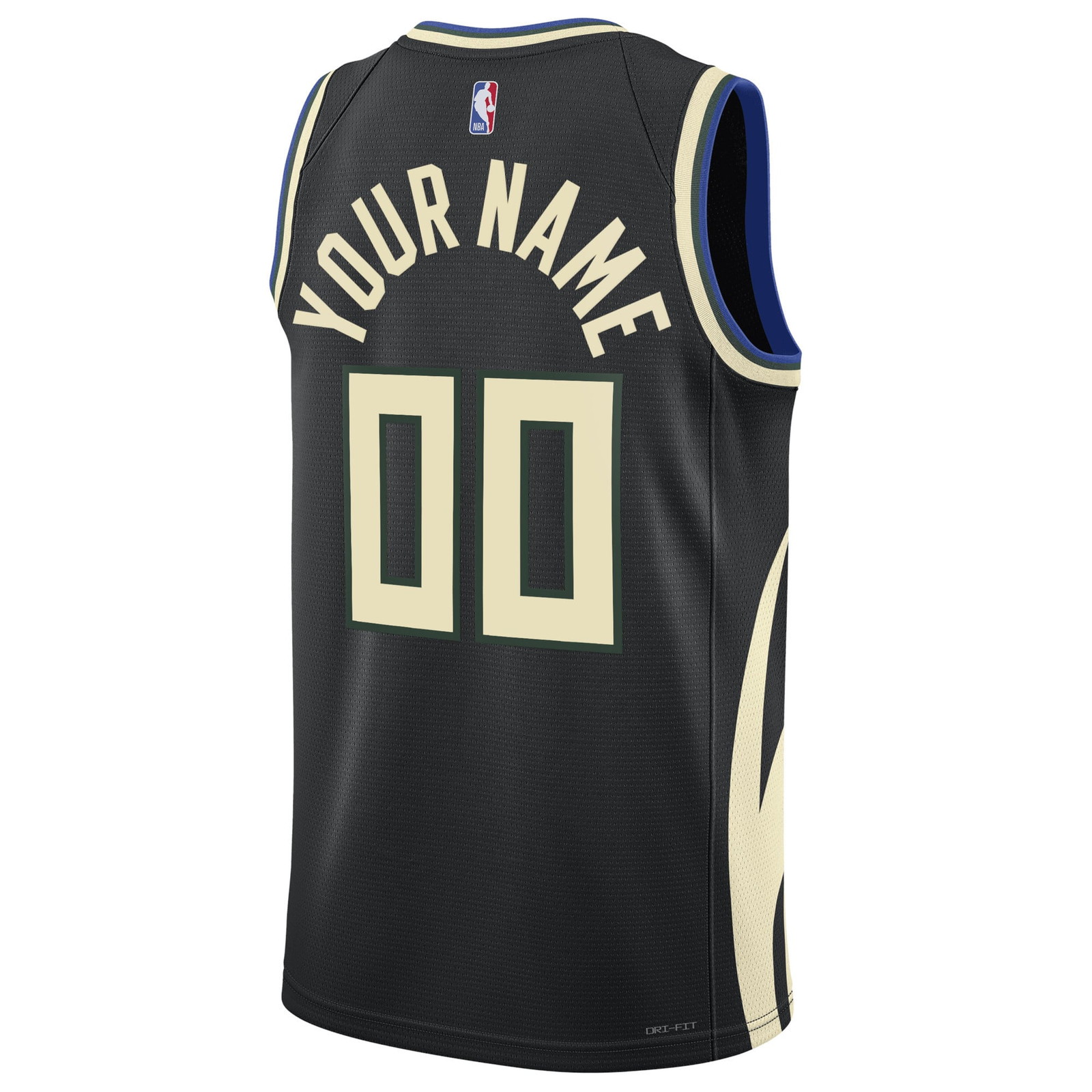 Milwaukee Bucks Unisex 2022/23 Swingman Custom Jersey Statement Edition Black - back view